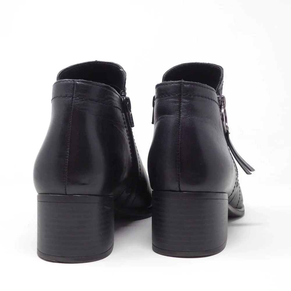 Naturalizer Women Ankle Boots Black Leather Side Zip Denali 10M